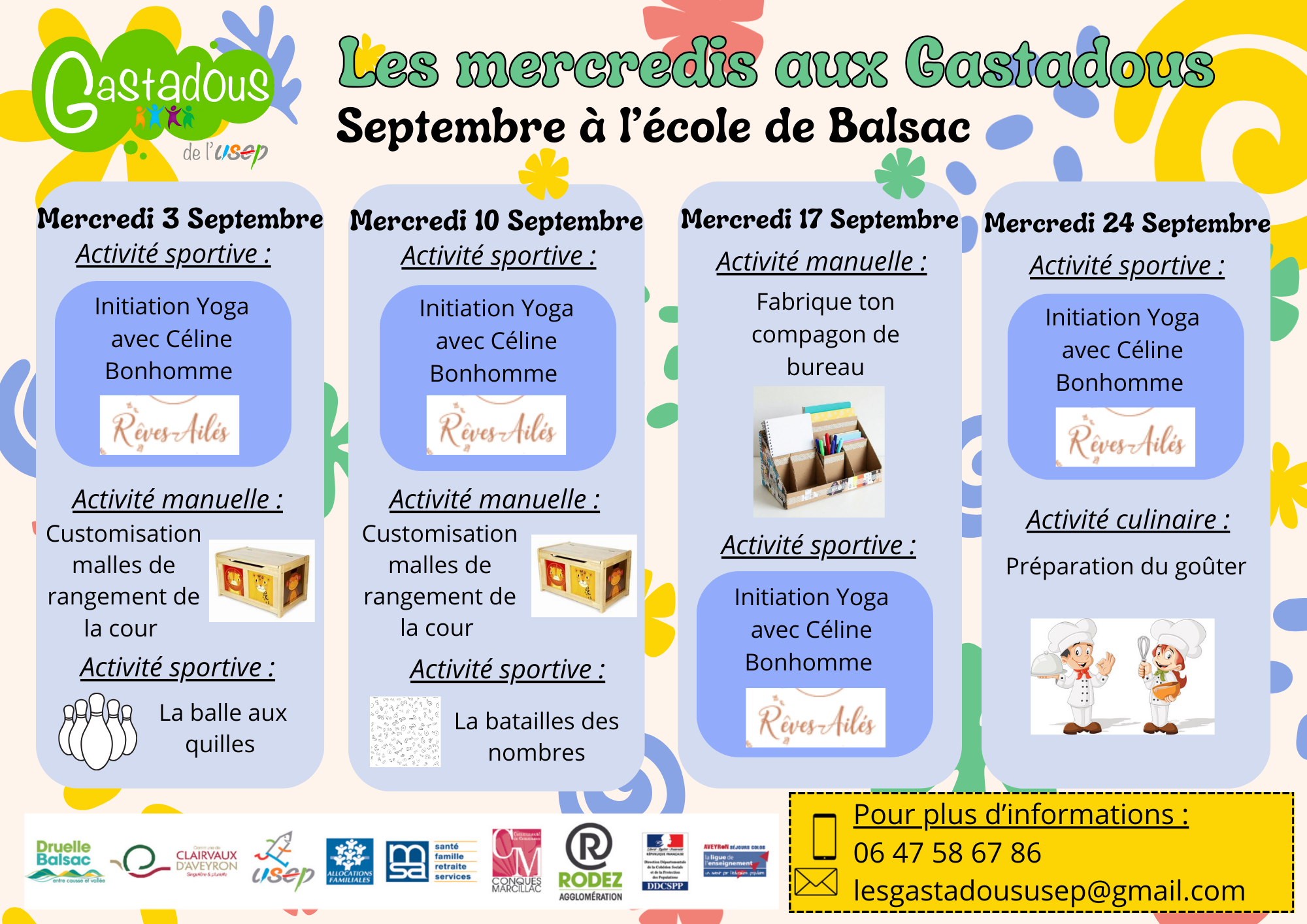 Lire la suite à propos de l’article Programme des mercredis de septembre et octobre Les gastadous