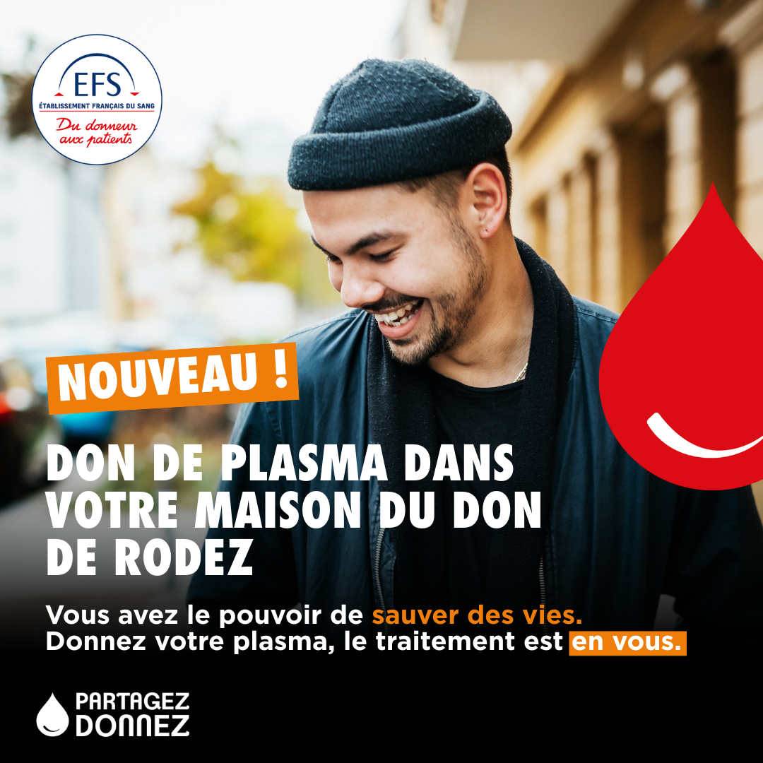Lire la suite à propos de l’article Nouveau : don de plasma à la Maison du don de Rodez !